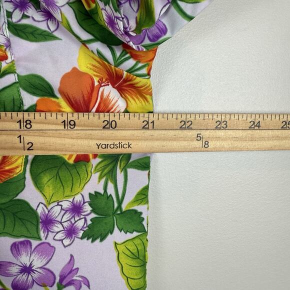 Vtg 70s Hilo Hattie Hawaiian Camp Shirt M Polyester Multi Floral Tropical Beach - Picture 7 of 8